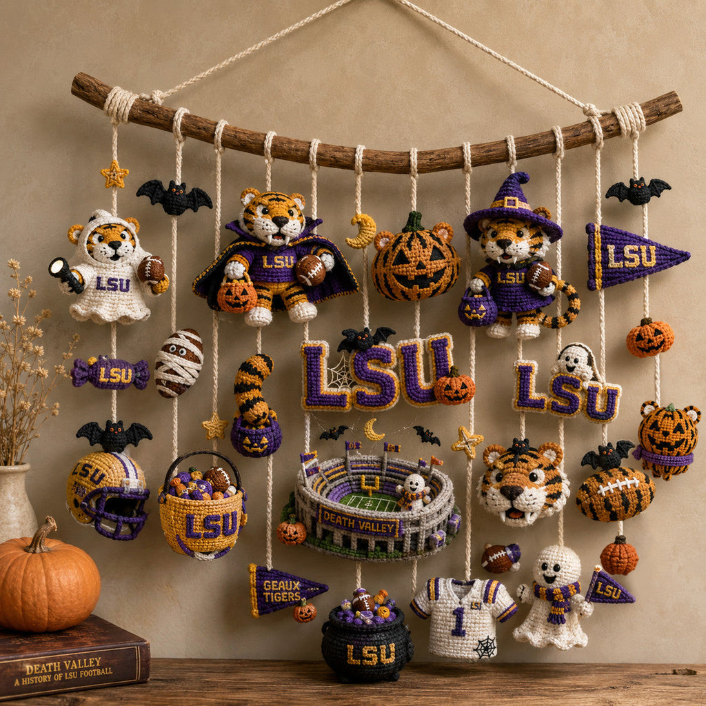 LSU Halloween Crochet Wall Hanging HTTT